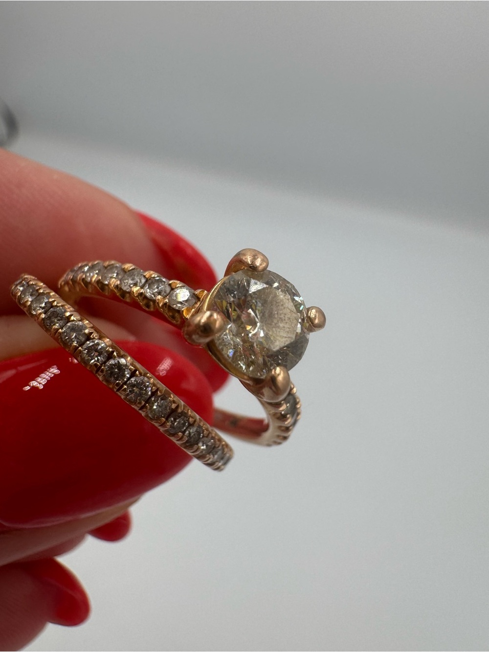14K Rose Gold Lab-Grown Diamond Bridal Set 1.5 CTW Size 7.5 - Picture 12 of 17
